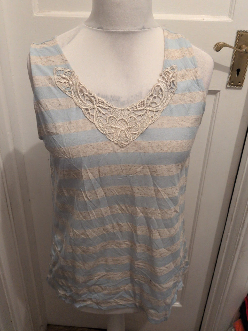 George 12 Grey Blue Stripe T-shirt Sleeveless
