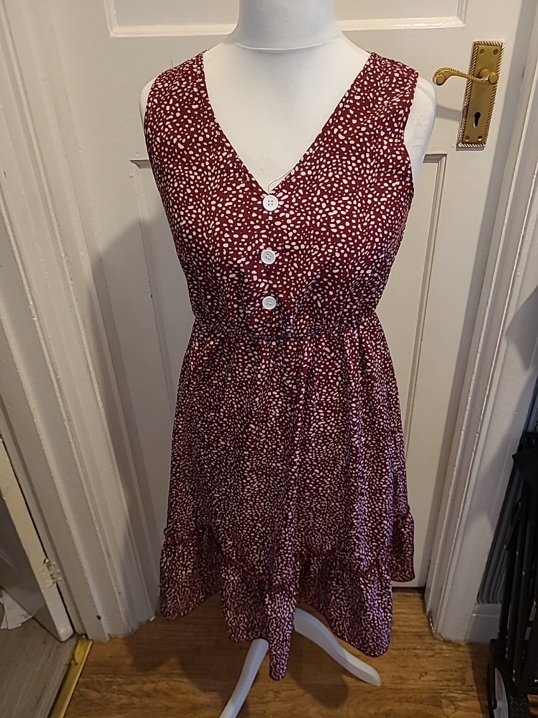 Ladies Shein Size Medium Deep Purple And White Speckled Sleeveless Dress