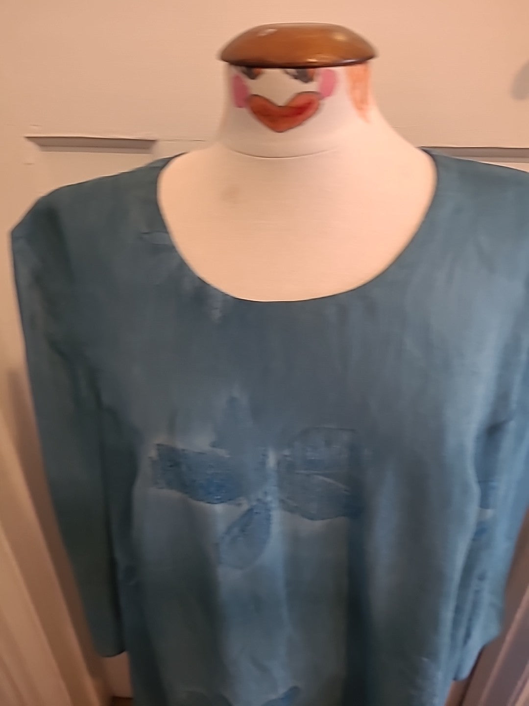 Ladies Size XL Blue Toned Lined Long Sleeved Dress