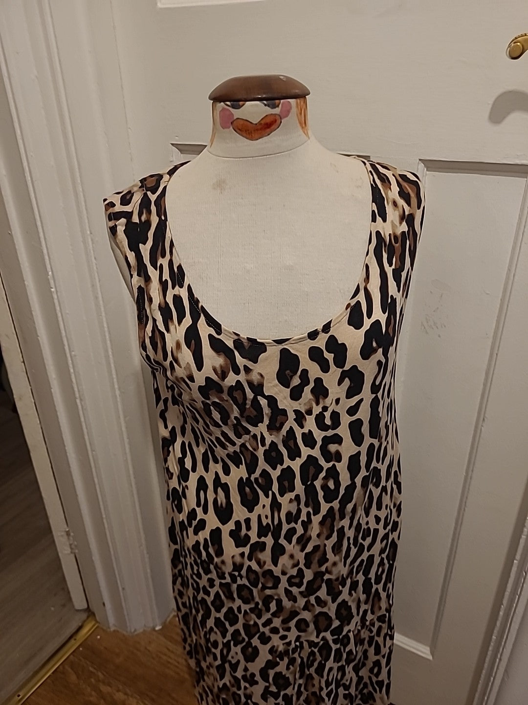 Ladies Marks And Spencer Size 12 Leopard Print Sleeveless Scoop Neck Dress