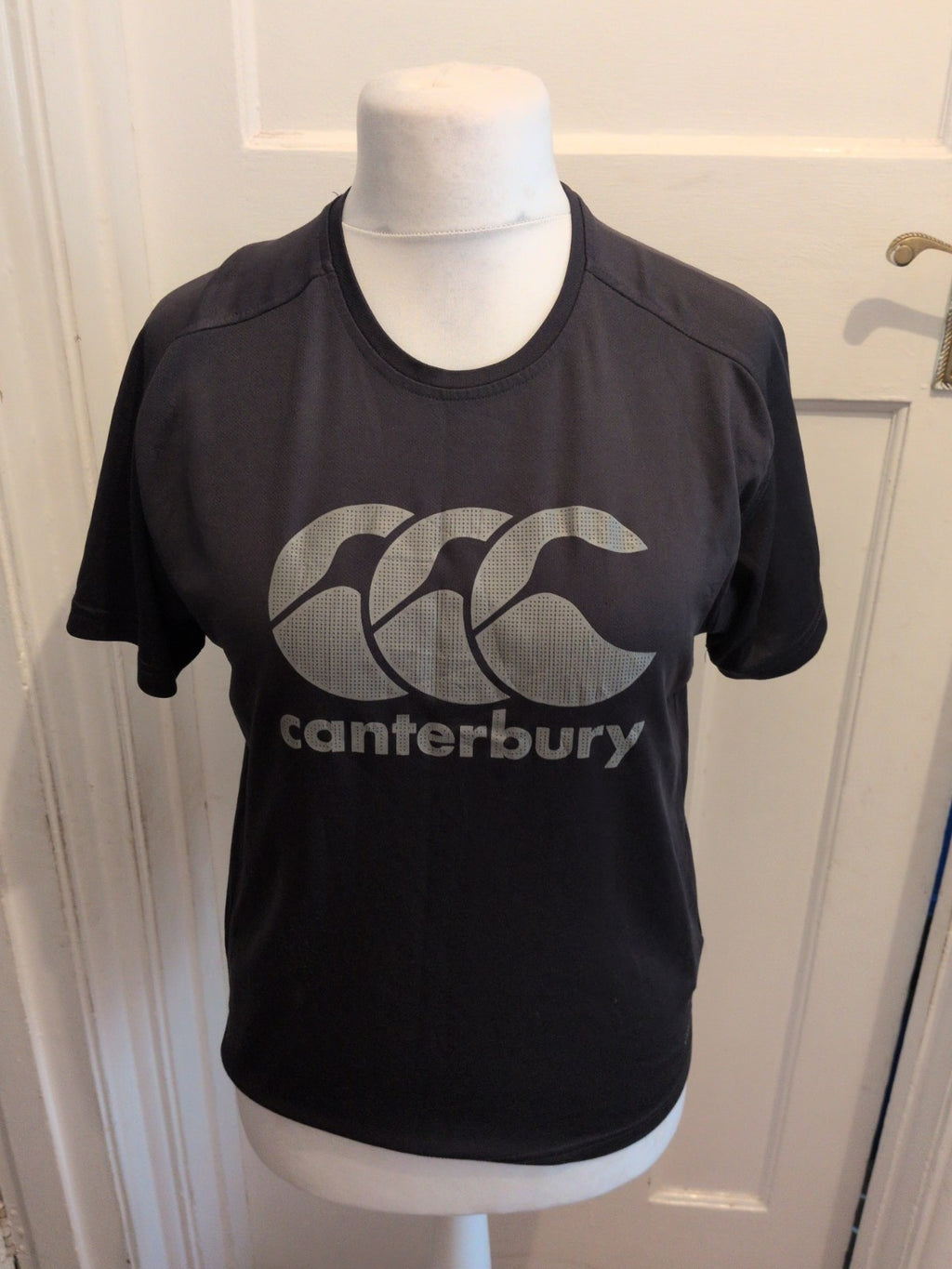 Mens Canterbury Size Small Black Print Short Sleeve T-shirt