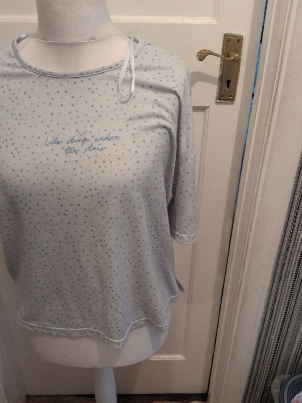 Jeff And Co 12-14 Pale Blue Star Short Sleeve Pyjama Top