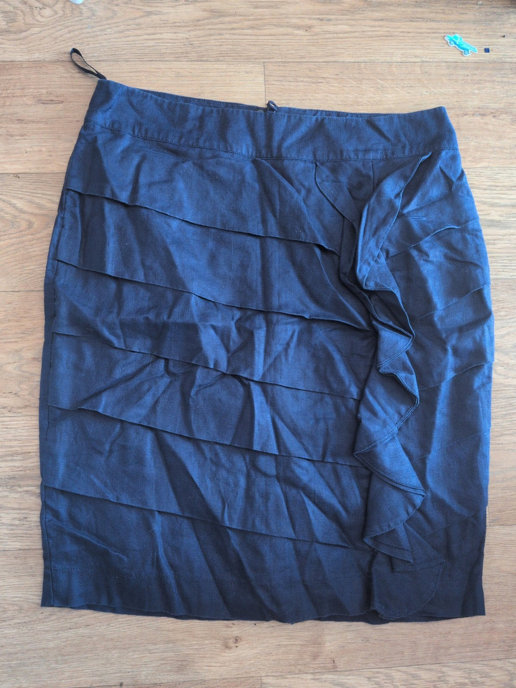 Per Una 14 Navy Pleat Skirt Knee Length