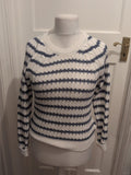 Tu 10 Blue And White Knit Long Sleeve Jumper