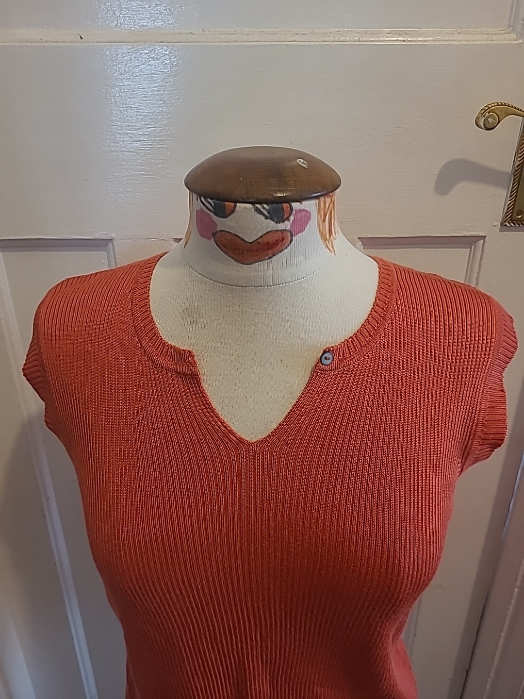 Ladies House Of Fraser Size Large Orange Sleeveless Tshirt