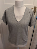Misguided 10 Grey Short Sleeve Brush Rib T-shirt