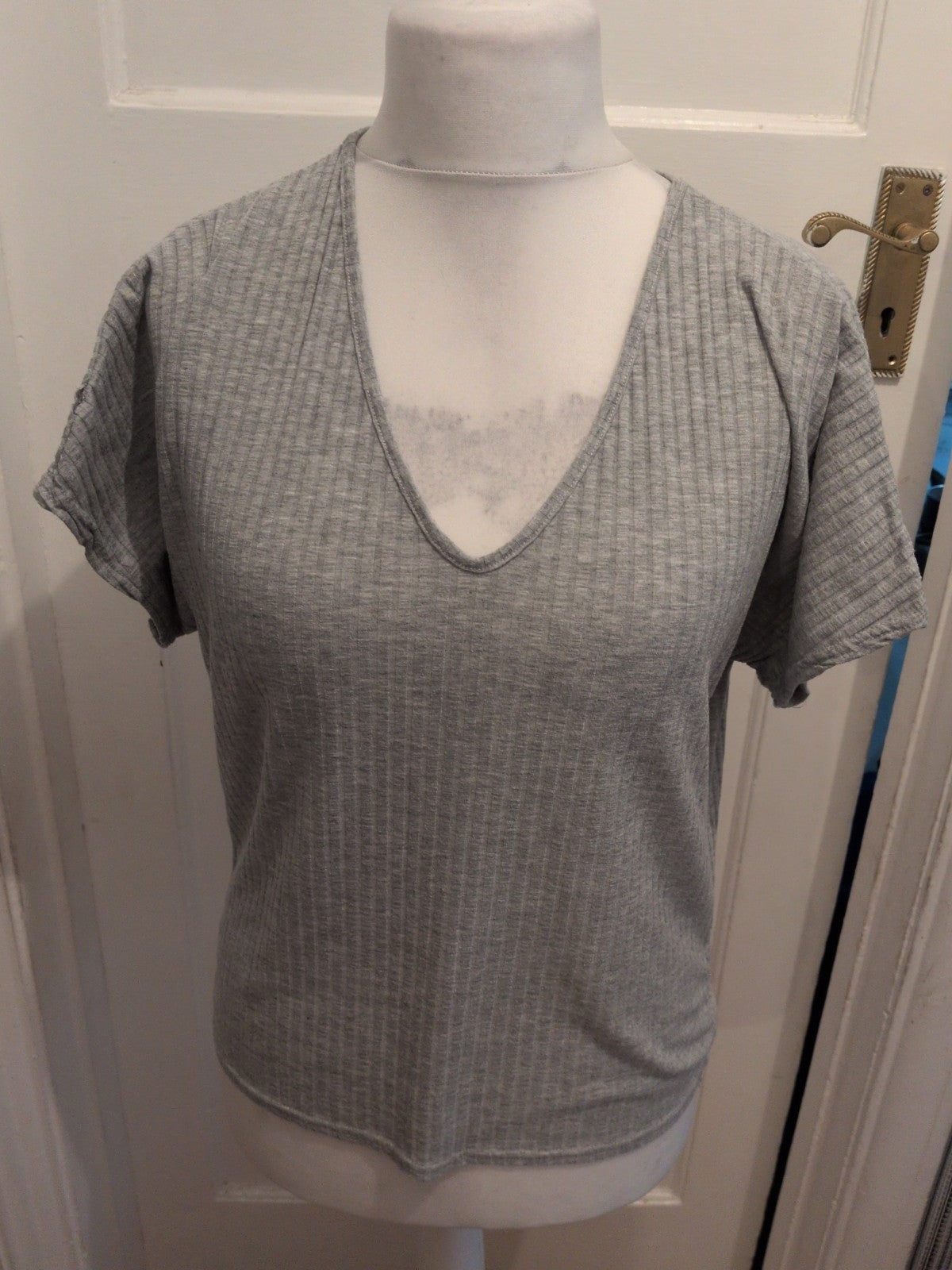 Misguided 10 Grey Short Sleeve Brush Rib T-shirt