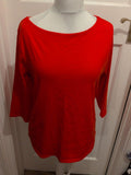 Nutmeg 18 Red Long Sleeved Blouse T-shirt Slight Scoop Neck