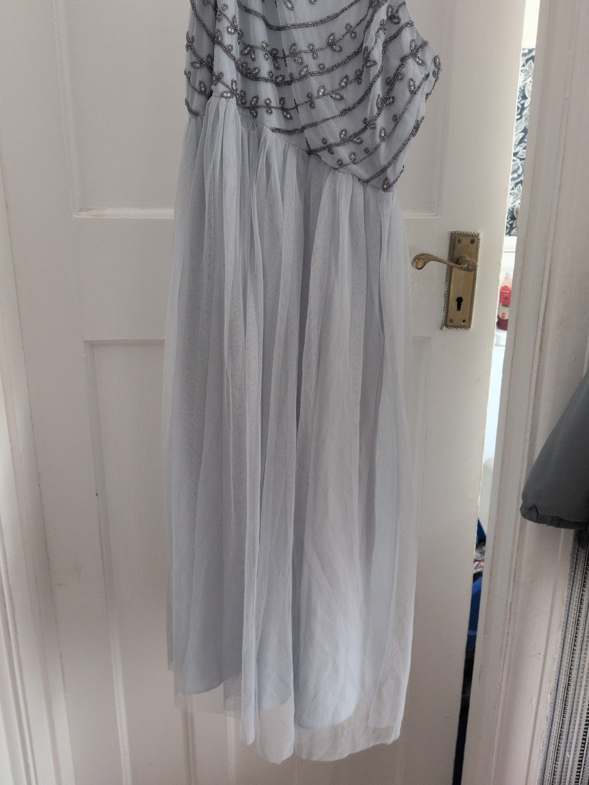 Brand New Boohoo 16 Grey Mesh Lined Sleeveless Dress
