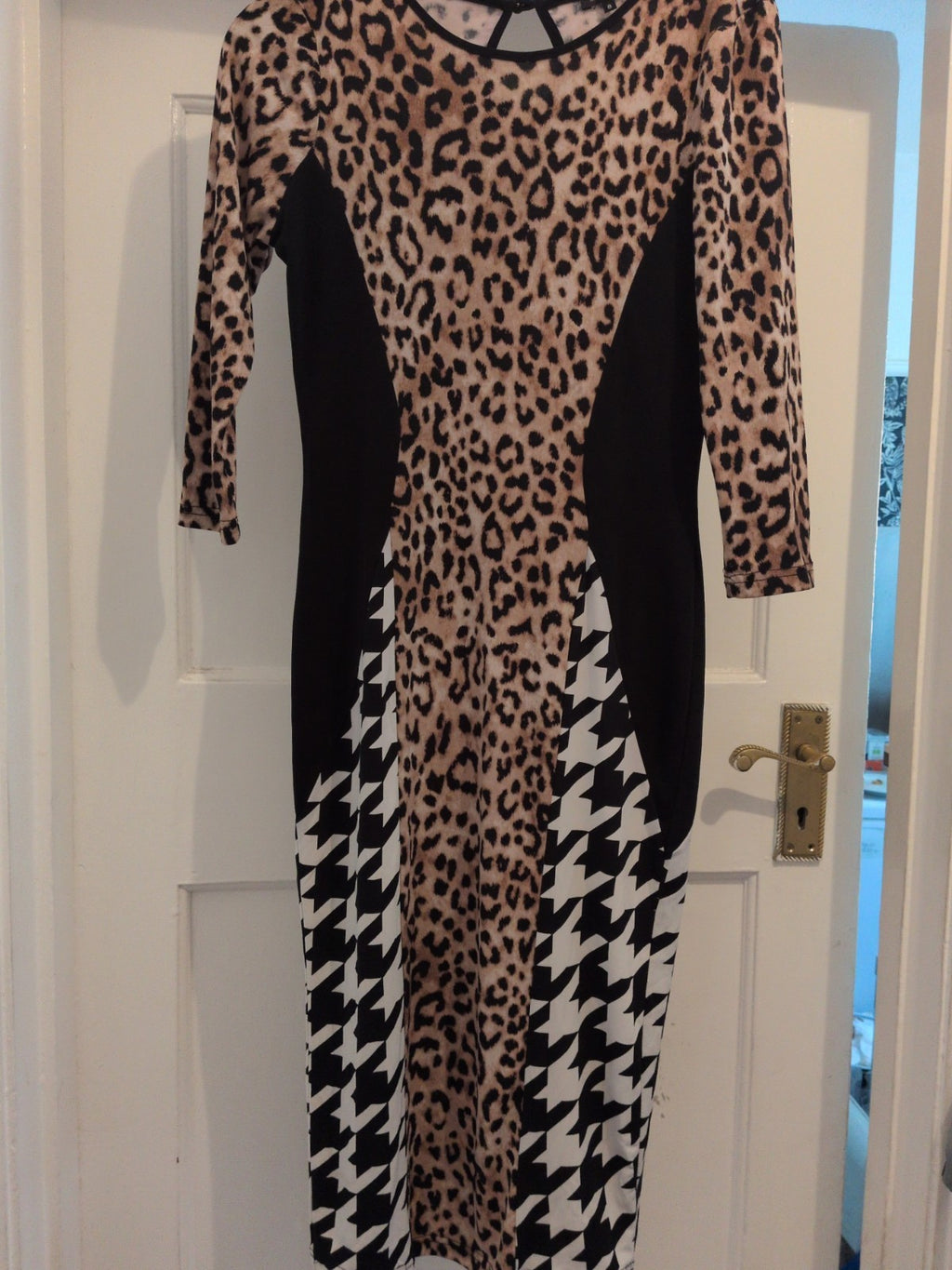River Island 8 Leopard Print 3/4 Sleeve Long Length Dress