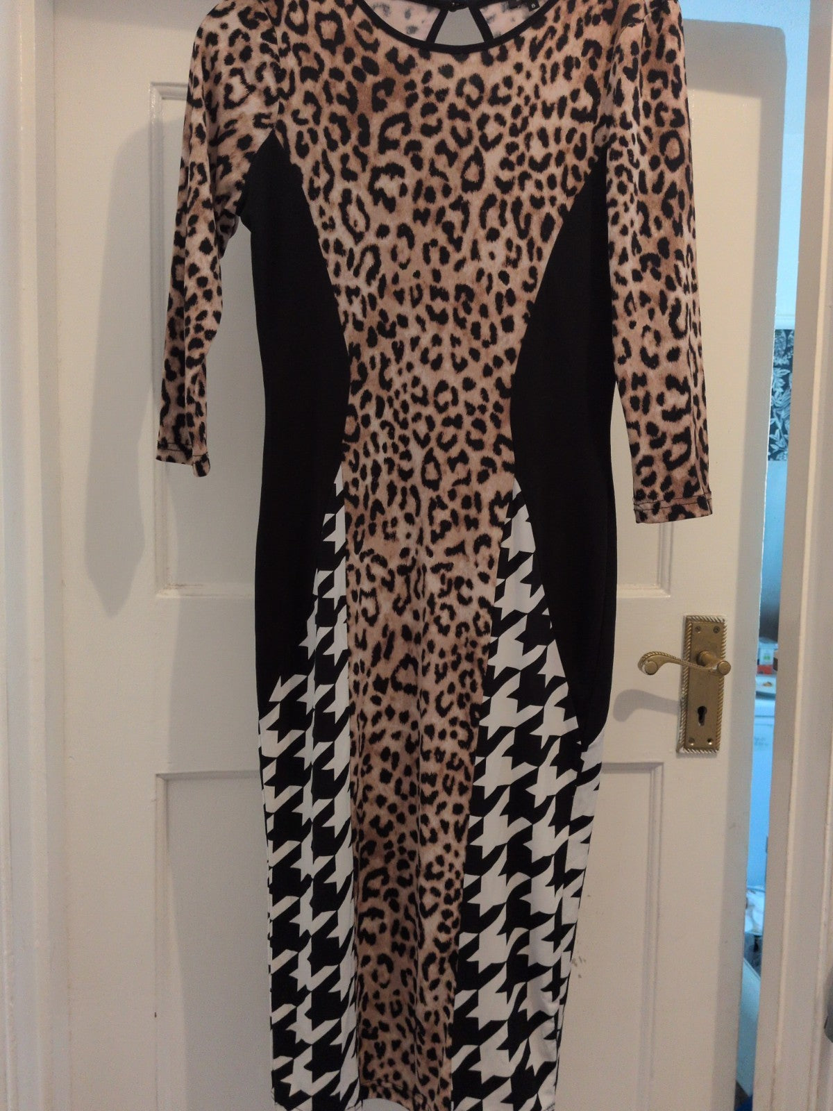 River Island 8 Leopard Print 3/4 Sleeve Long Length Dress