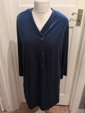 Ladies Size 16 Navy Buttoned Longline Padded Blouse