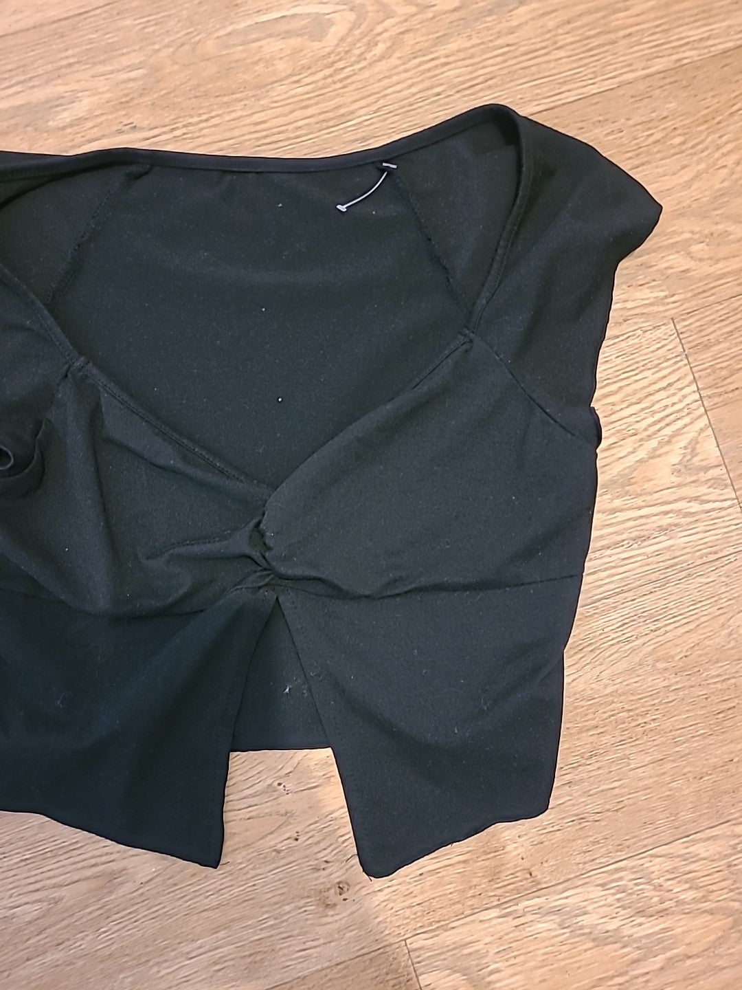 Ladies Shein Size Large Black Cap Sleeved Crop Top