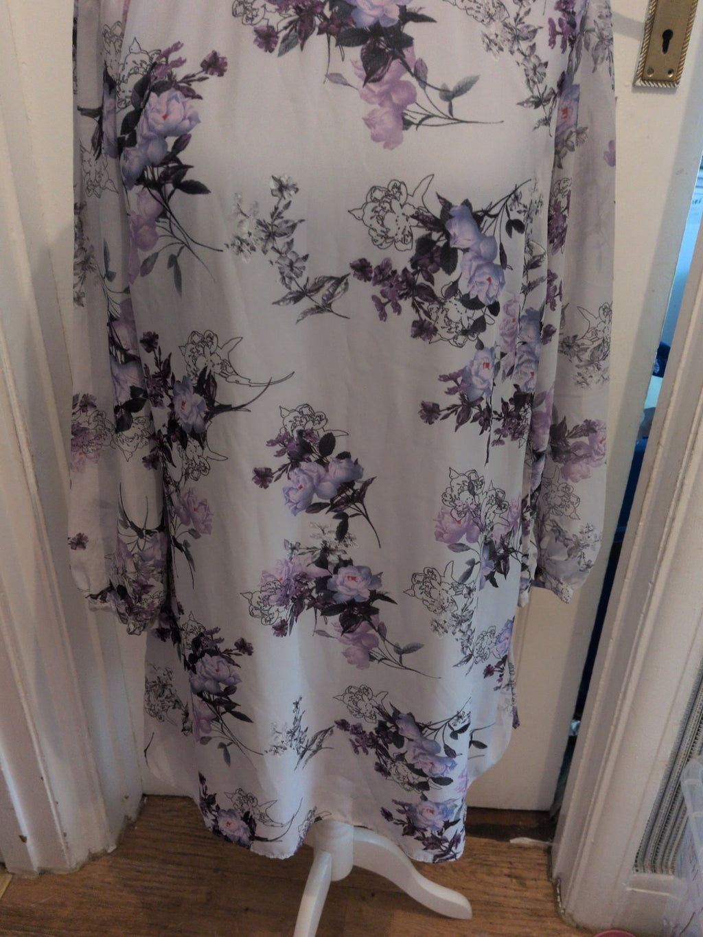 Primark 18 Pale Lilac Purple Floral Long Sleeve Dress
