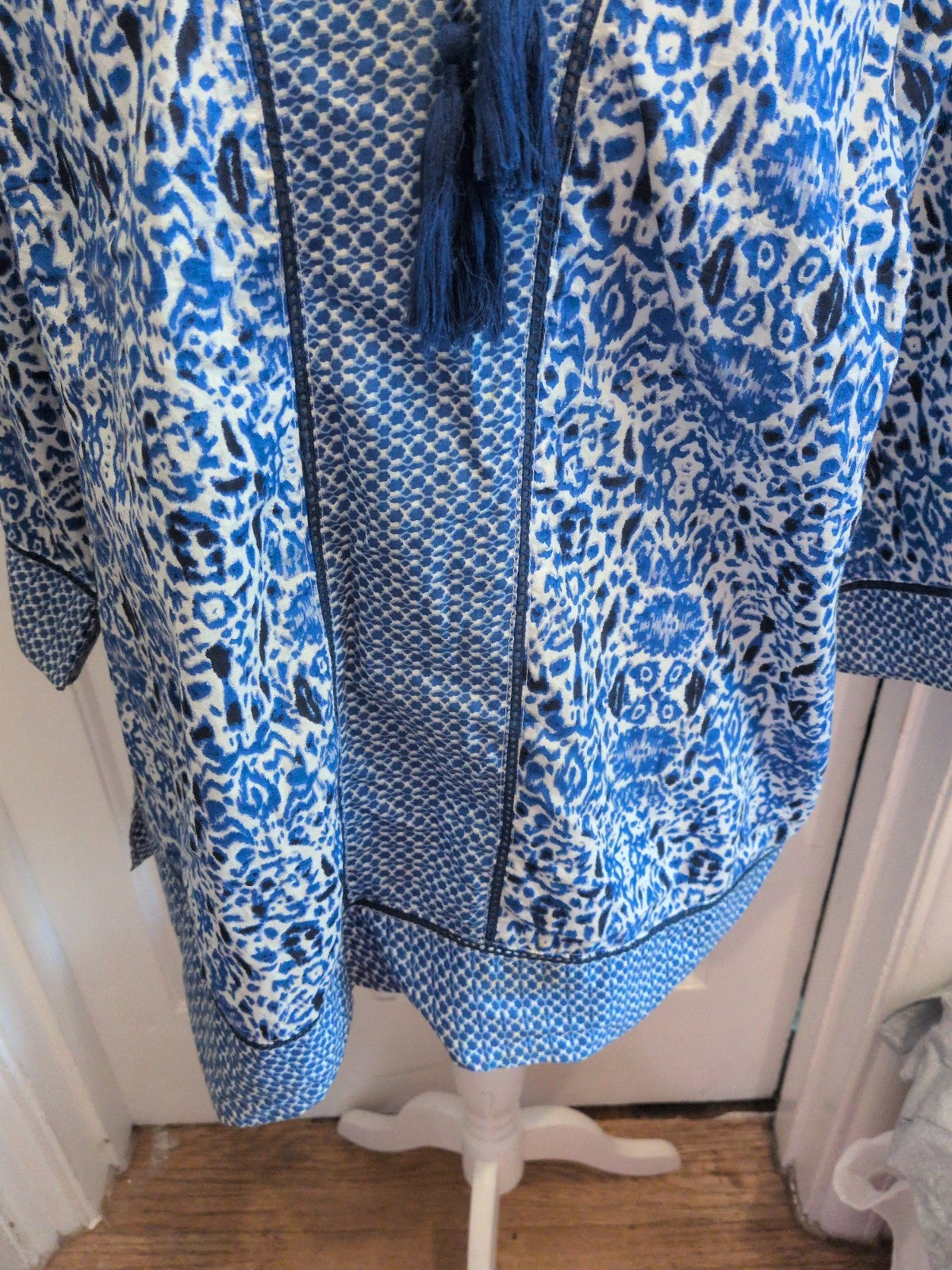 Fleur XL Blue Pattern Half Sleeve Blouse