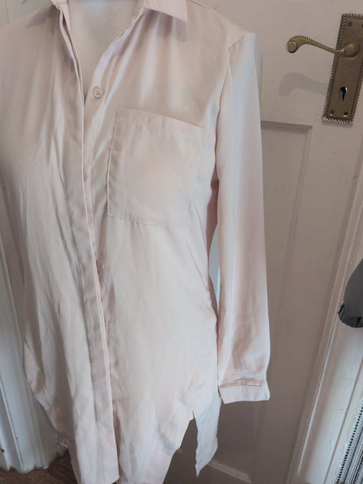 In The Style 8 Ivory Collared Long Sleeve Shirt Dress