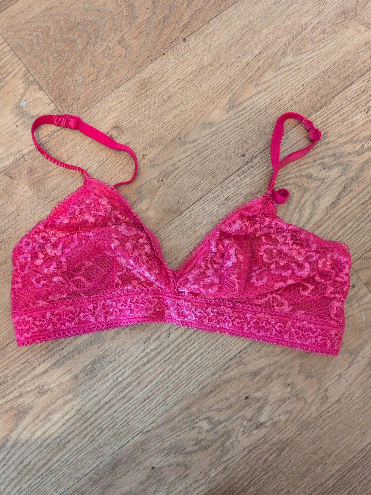 Marks And Spencer 12 Hot Pink Floral Mesh Bralette