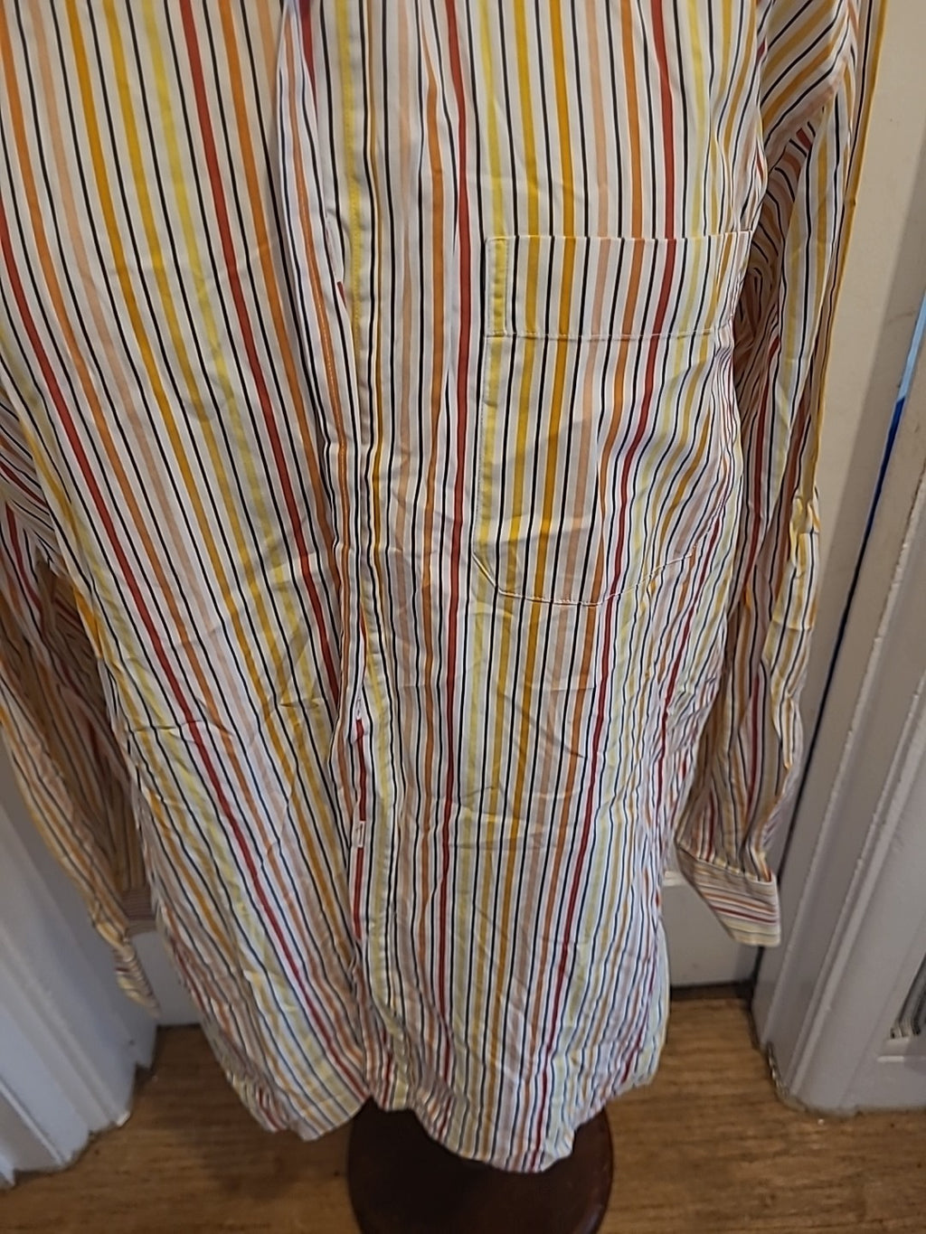 Mens Dunhill Size Large Multicoloured Striped Long Sleeved Shirt