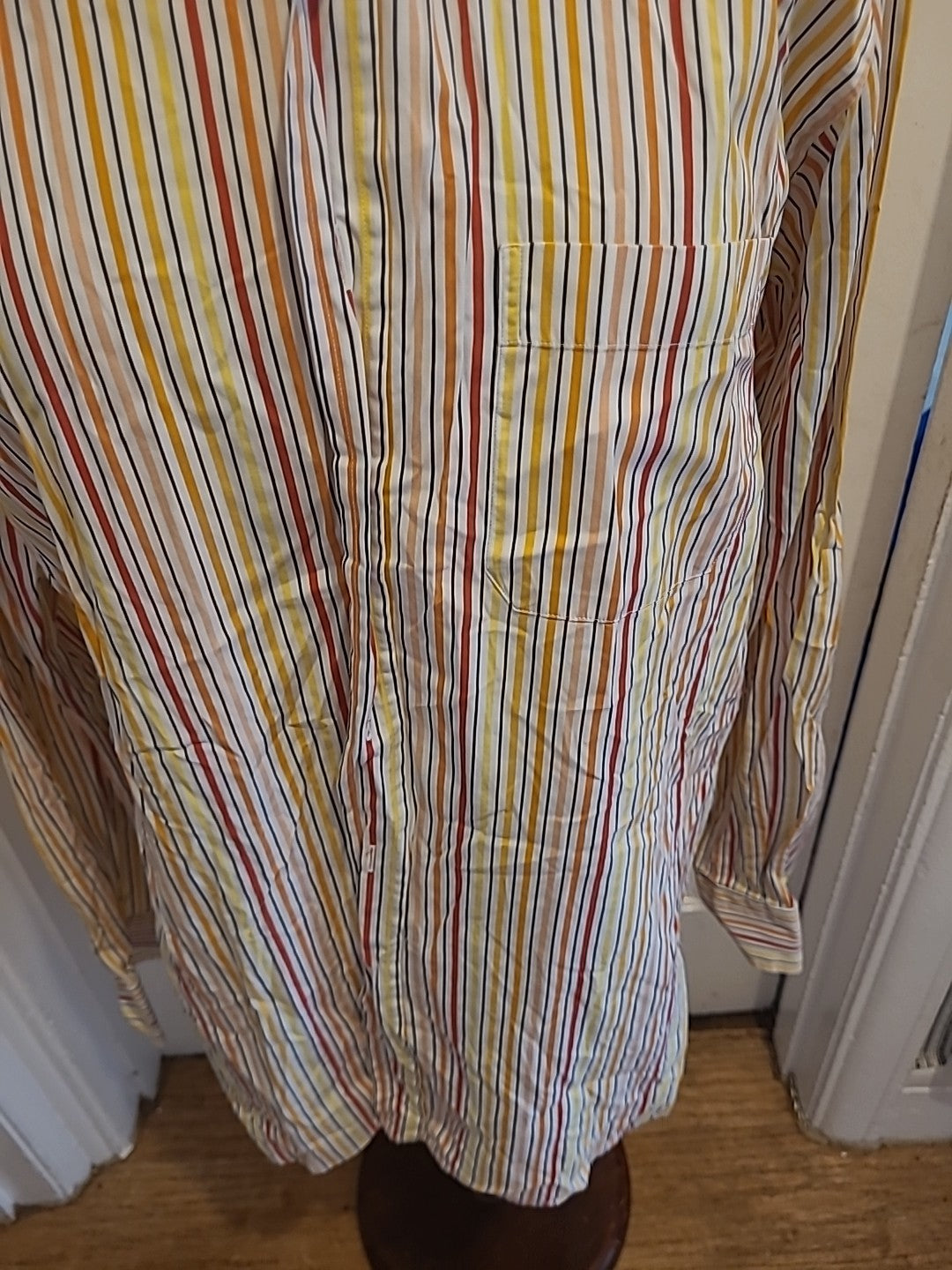 Mens Dunhill Size Large Multicoloured Striped Long Sleeved Shirt