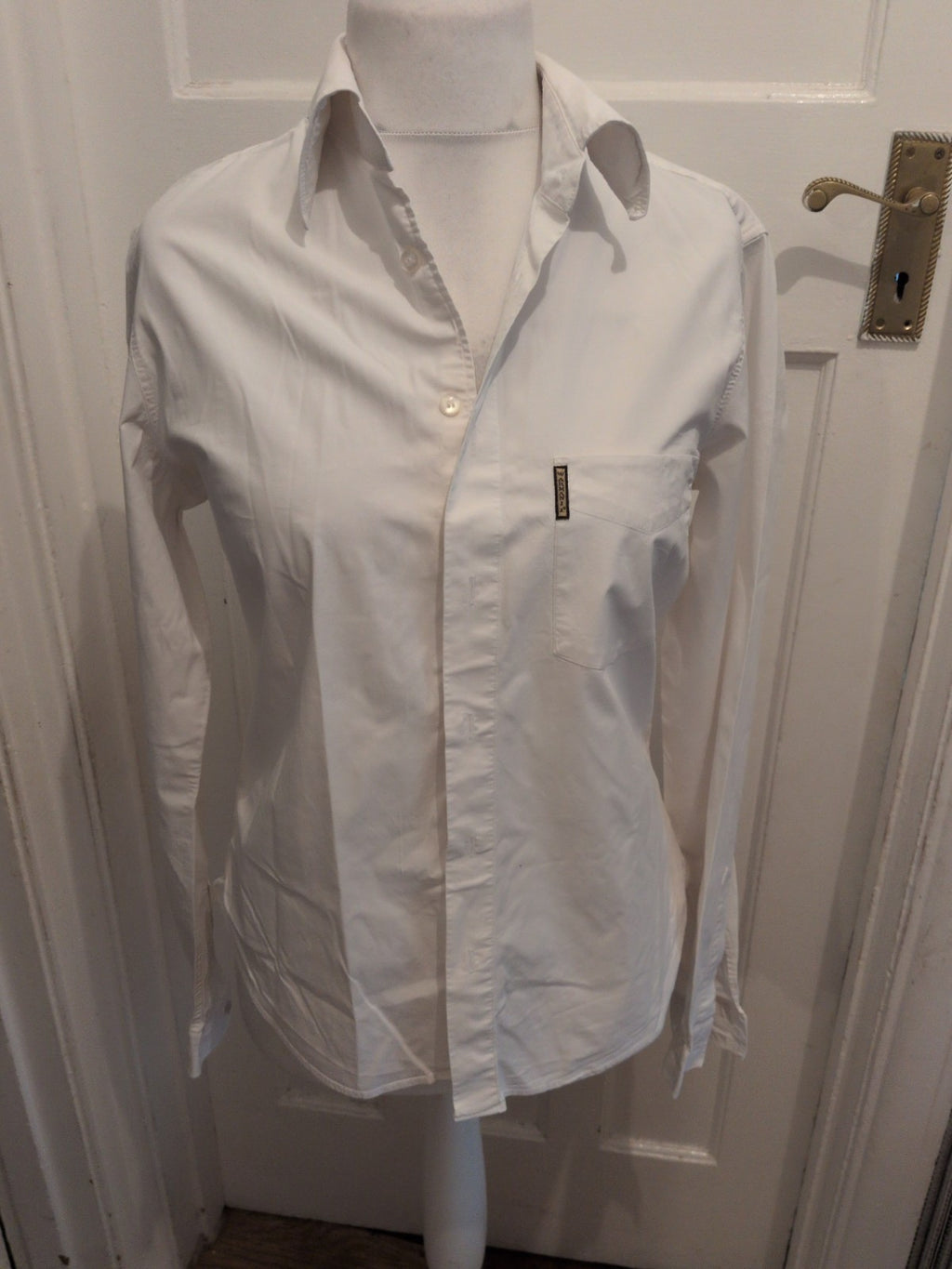 Aj Armani Jeans Large White Long Sleeve Shirt(Couple Small Marks)