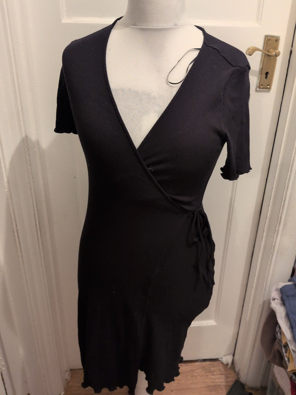 Primark 10 Black Low V Cut Neck Short Sleeve Dress