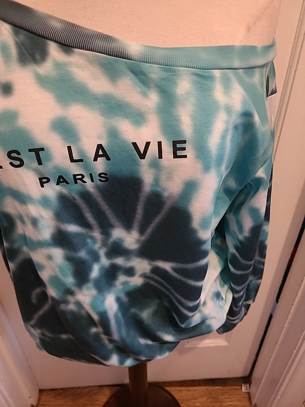 Ladies Shein Size Large Turquoise Teal Off The Shoulder Long Sleeved Lightweight