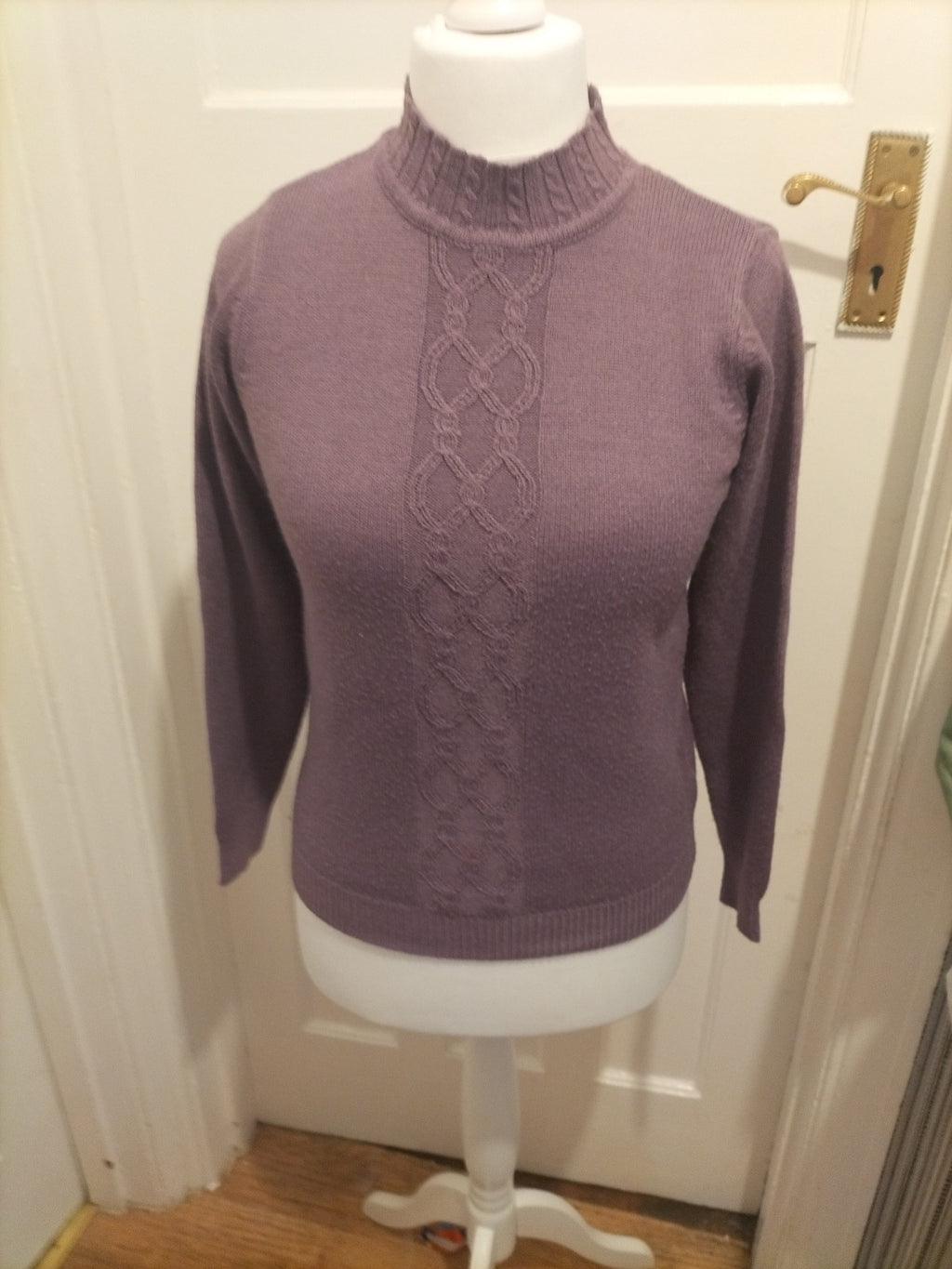 Ladies EWM Size 10-12 Purple High Neck Long Sleeved Pullover Jumper