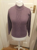 Ladies EWM Size 10-12 Purple High Neck Long Sleeved Pullover Jumper
