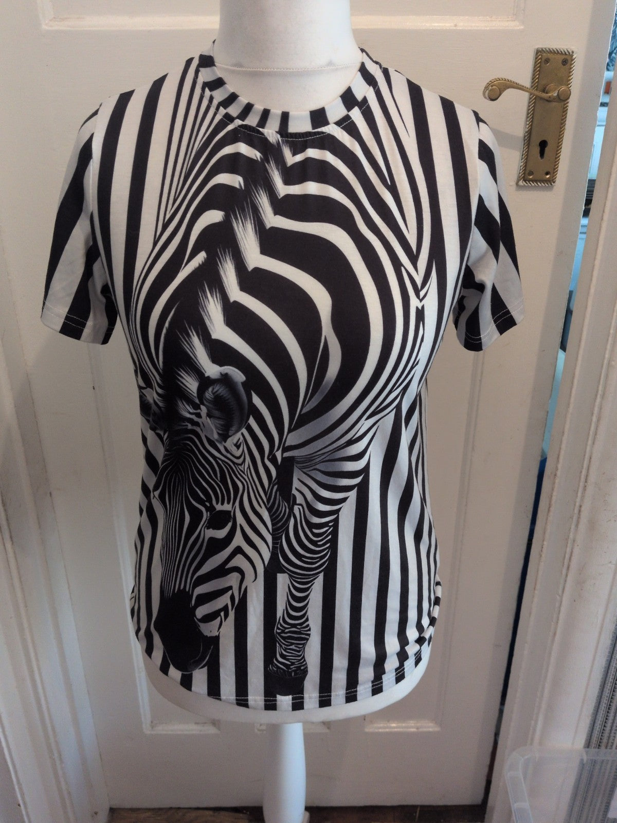 Ladies Small Zebra Image Short Sleeve T-shirt