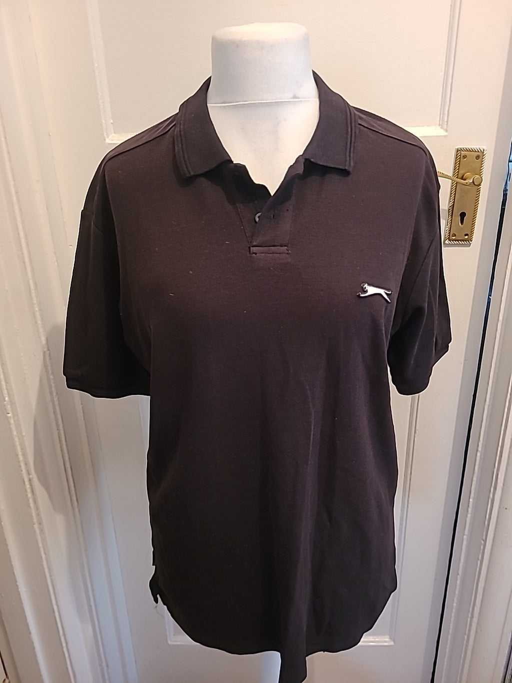 Mens Slazenger Size L Black Short Sleeved Polo