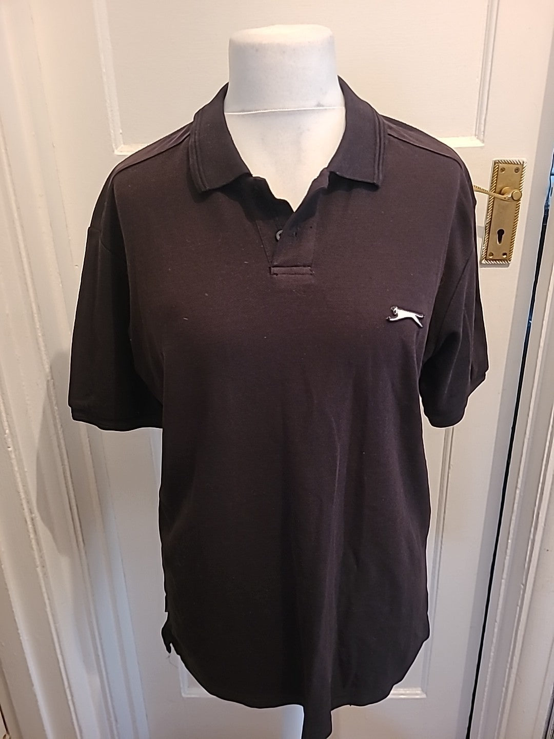 Mens Slazenger Size L Black Short Sleeved Polo