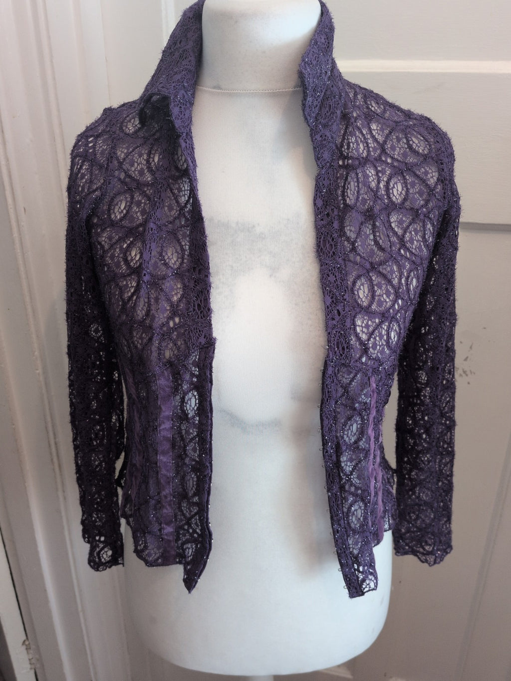 Primark 12 Purple Clip Fastening Long Sleeve Blouse