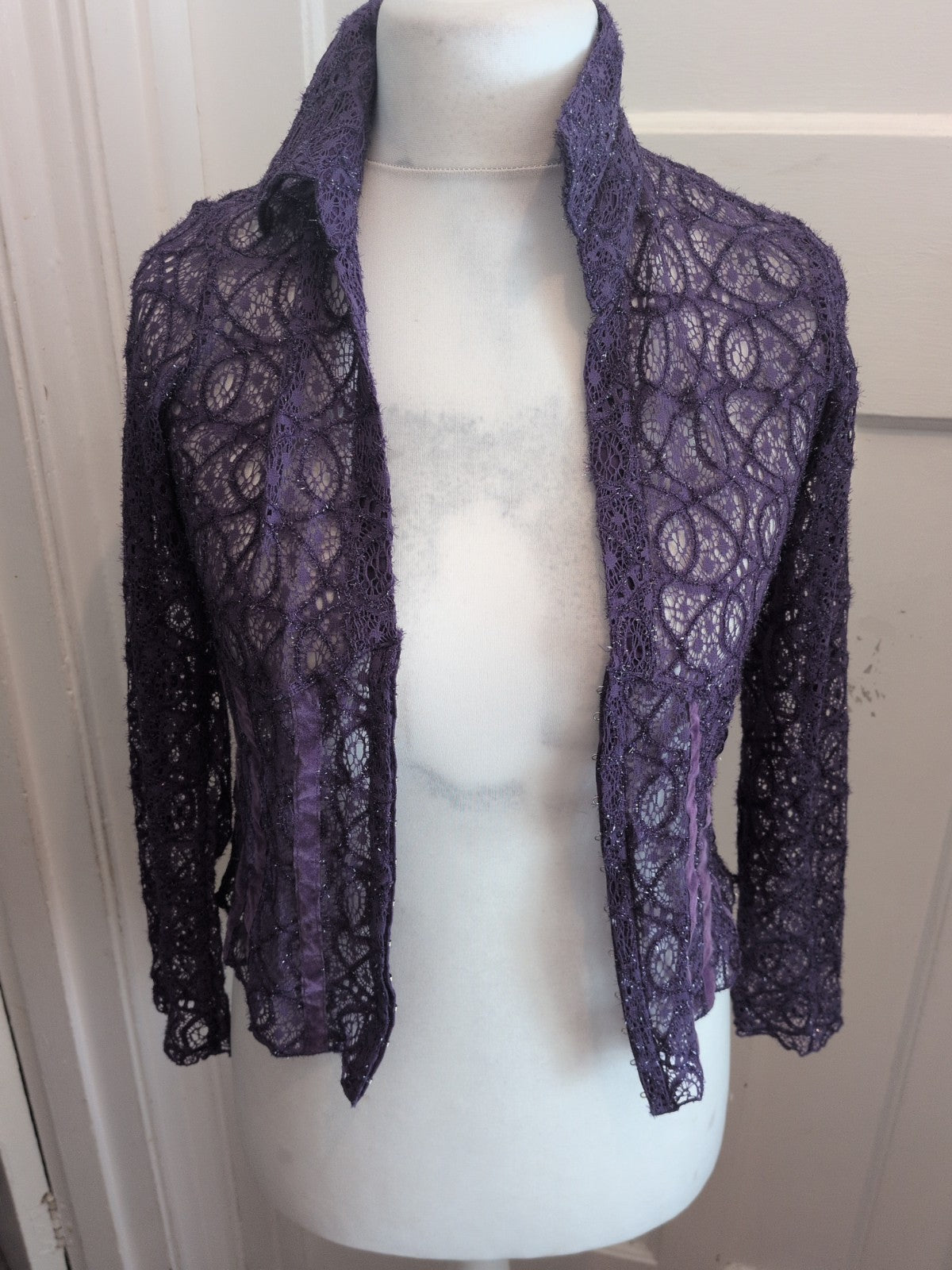Primark 12 Purple Clip Fastening Long Sleeve Blouse