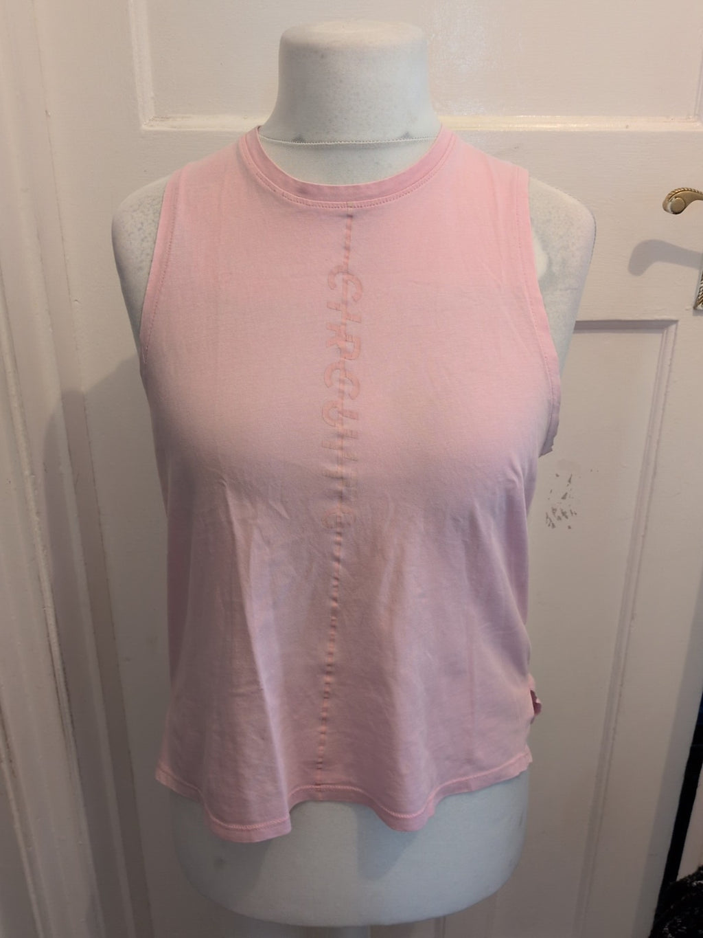 Circuit 10 Pink With Faint Print Sleeveless Gym Top