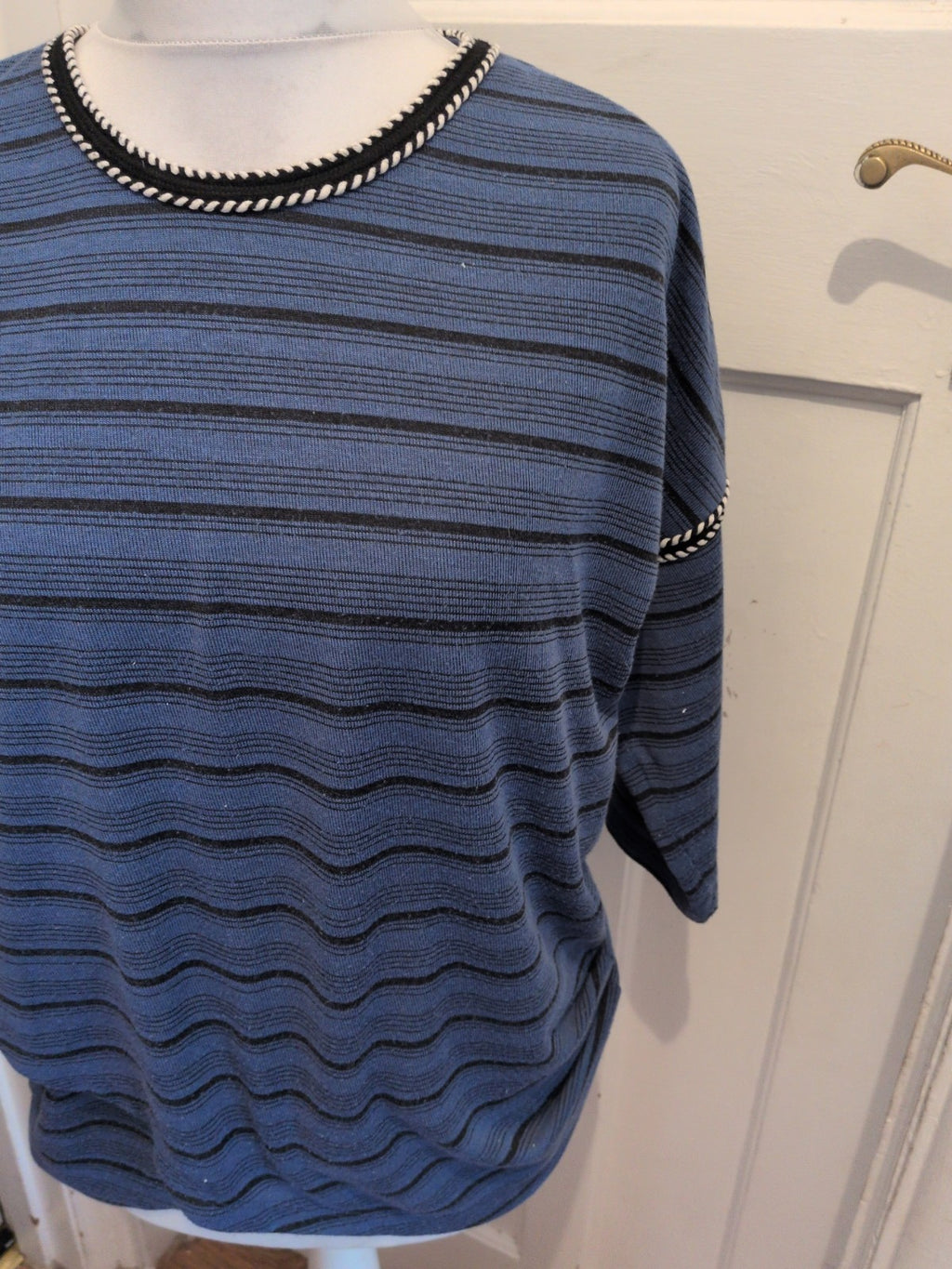 Tu 16 Blue And Black Half Sleeve Pullover Jumper
