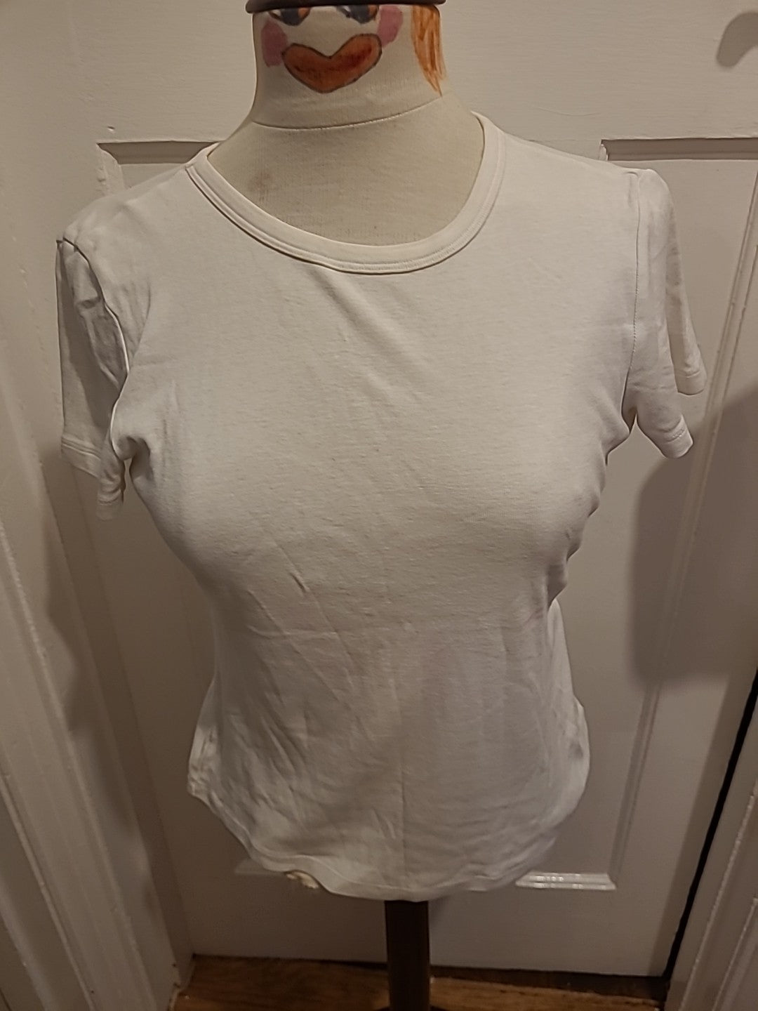 Ladies Marks And Spencer Size 10 White Tshirt(couple Small Marks On Front)