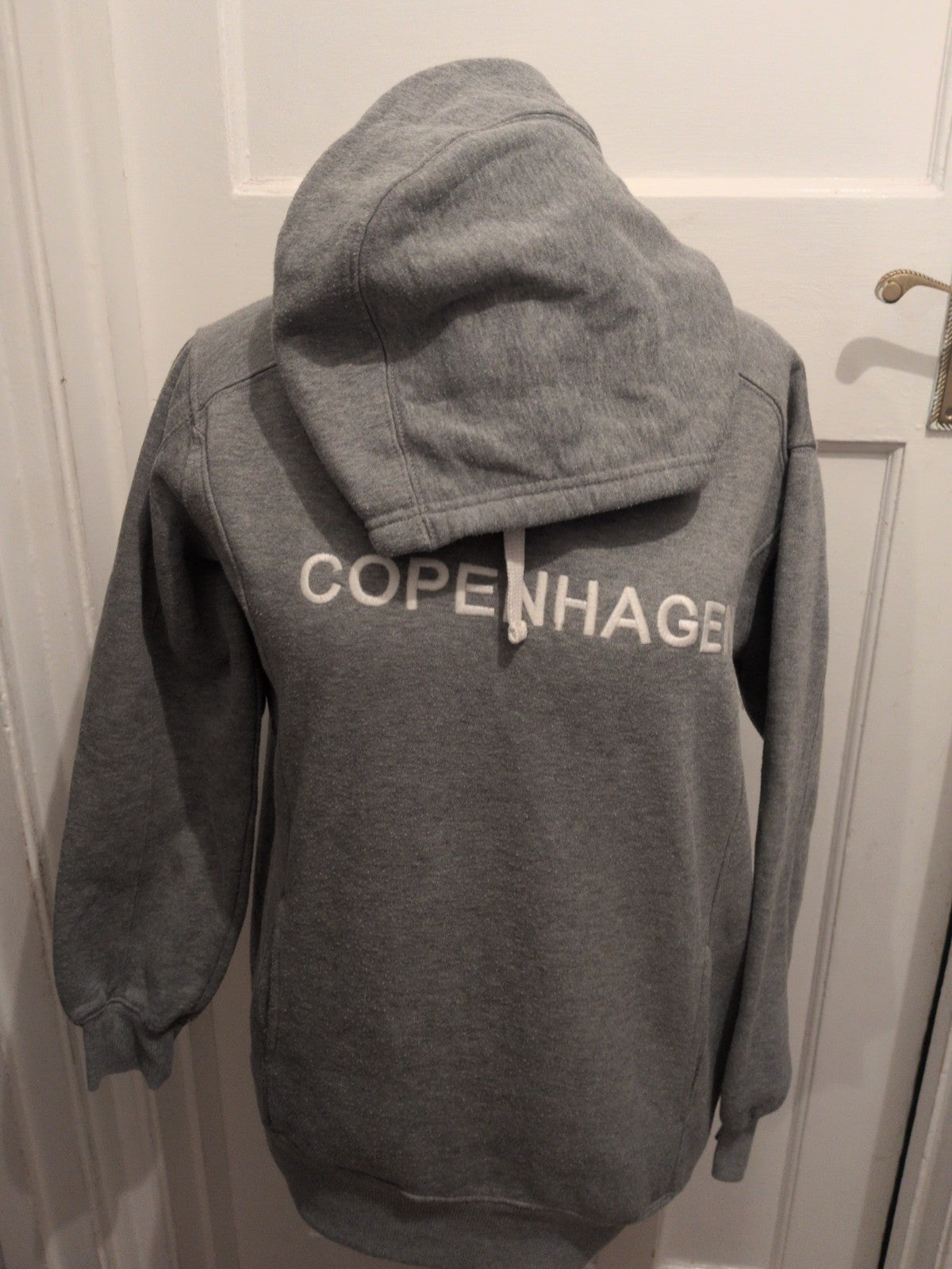 Ladies Primark Size 2XS Grey Copenhagen Print Pullover Hoodie