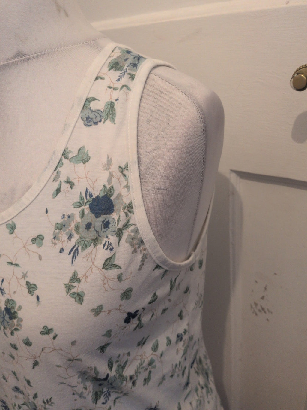 Medium Green Floral Sleeveless Blouse