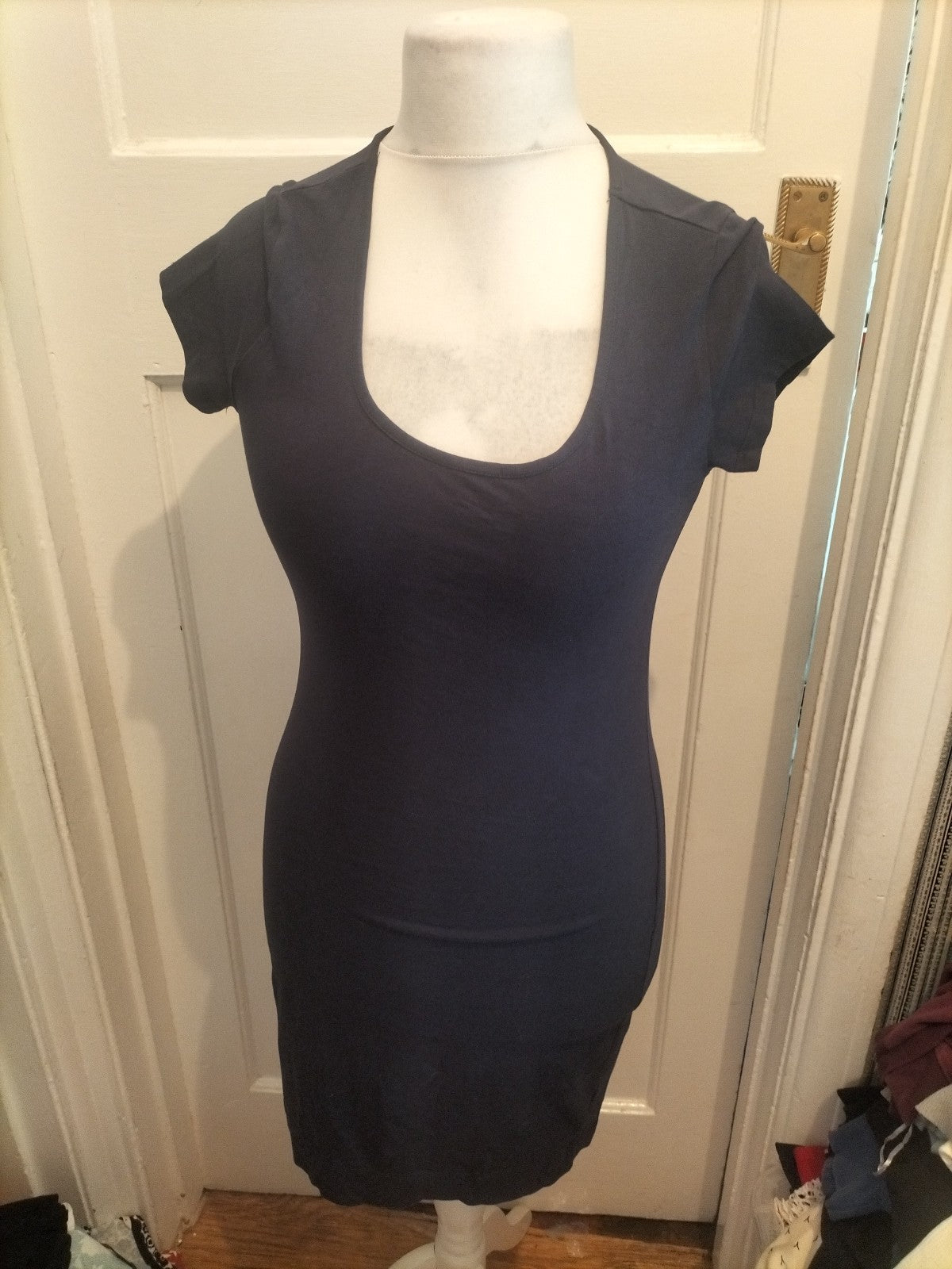 Ladies H&M Size M Navy Short Sleeved Plain Dress
