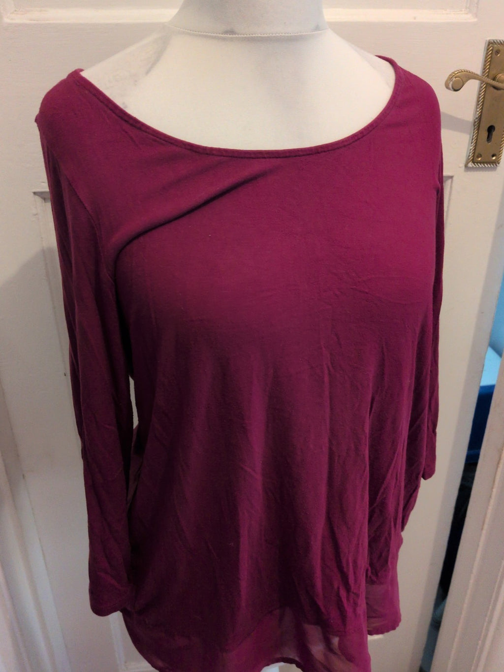 Marks And Spencer 14 Raspberry Long Sleeve Blouse