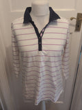 Dash 18 White And Purple Stripe 3/4 Sleeve Polo