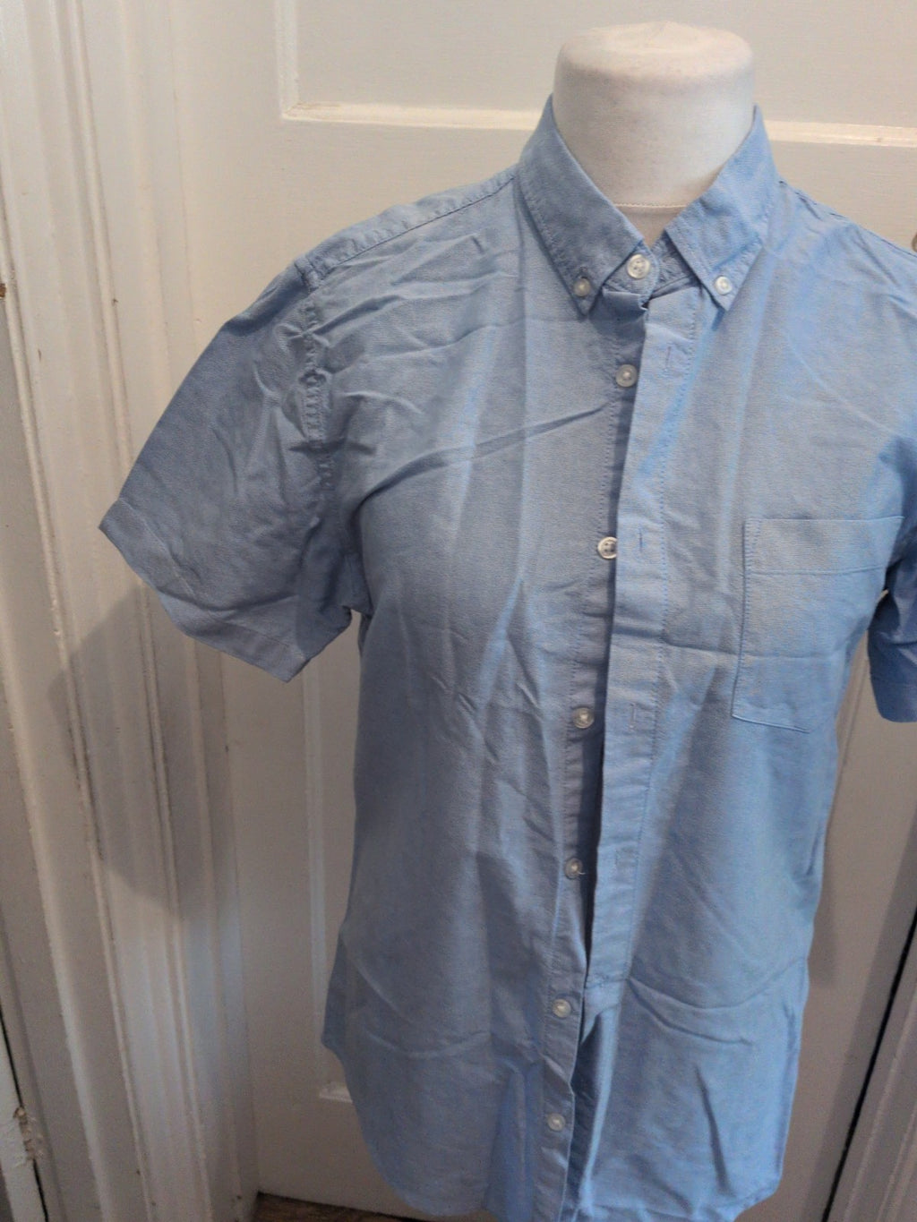 Primark Slim Fit Large Blue Short Sleeve Shirt