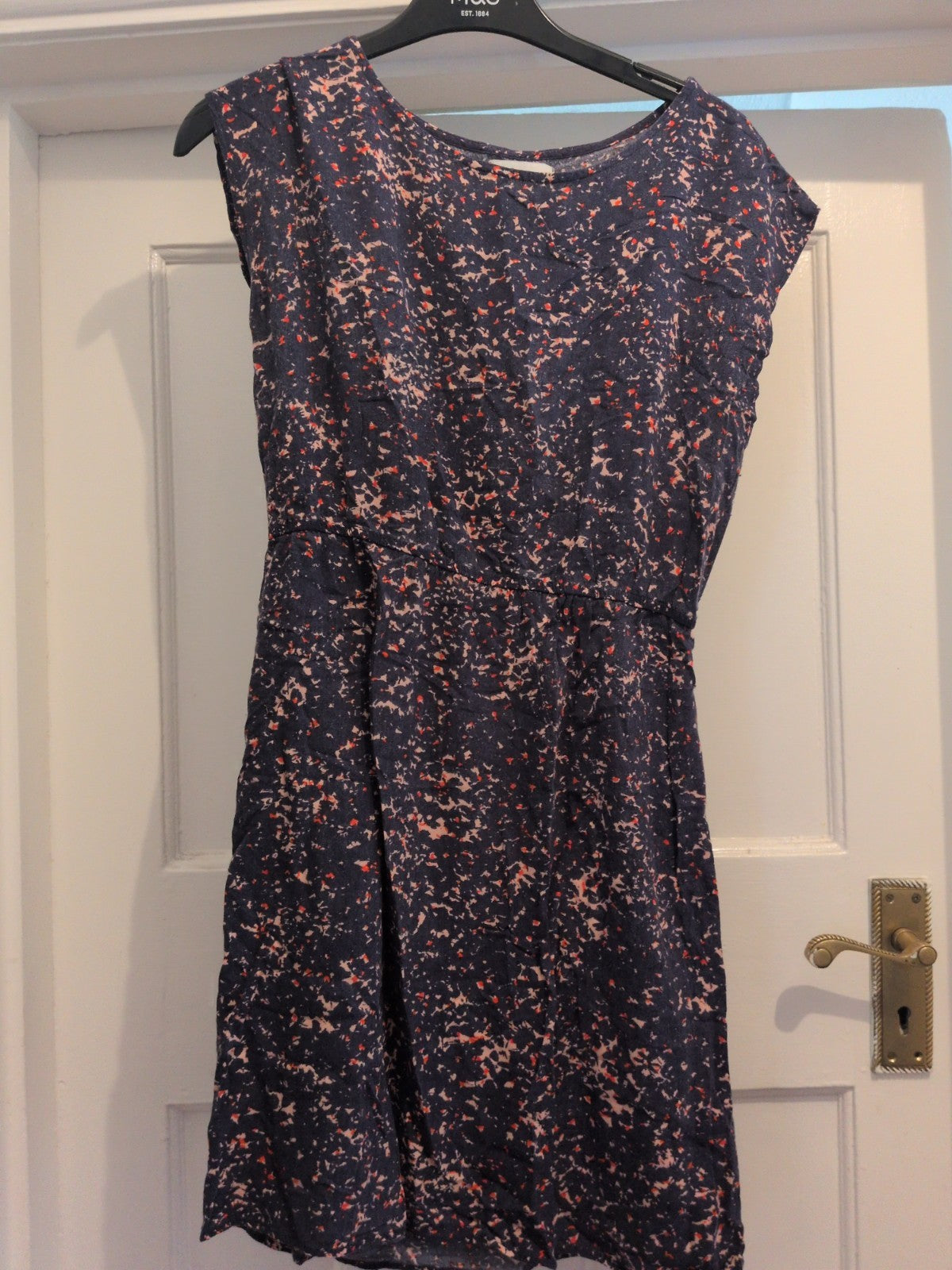 Apricot 10 Navy With Patterning Sleeveless Dress