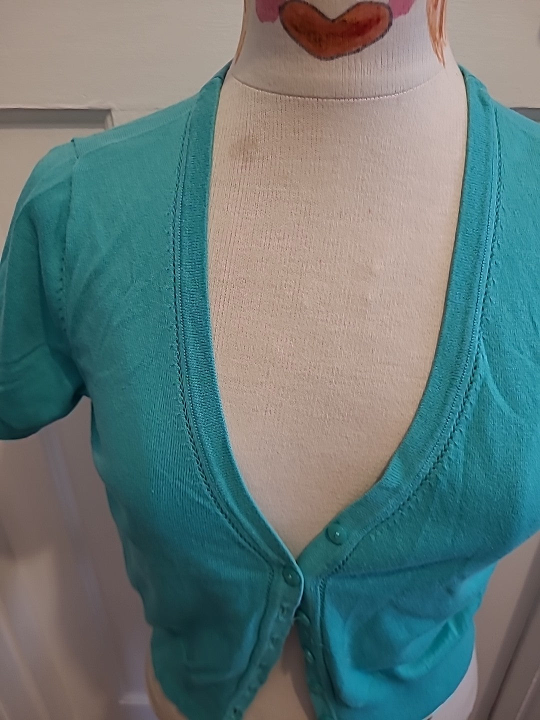 Ladies Tu Size 12 Turquoise Short Sleeved Cardigan