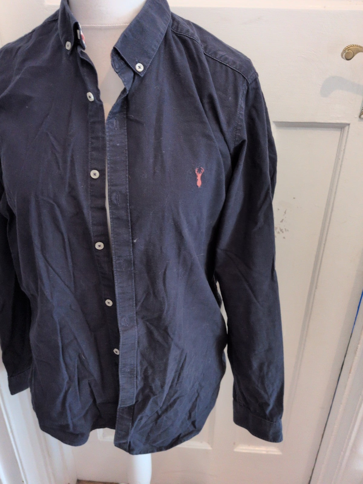 Next Large Navy Skinny Fit Long Sleeve Shirt