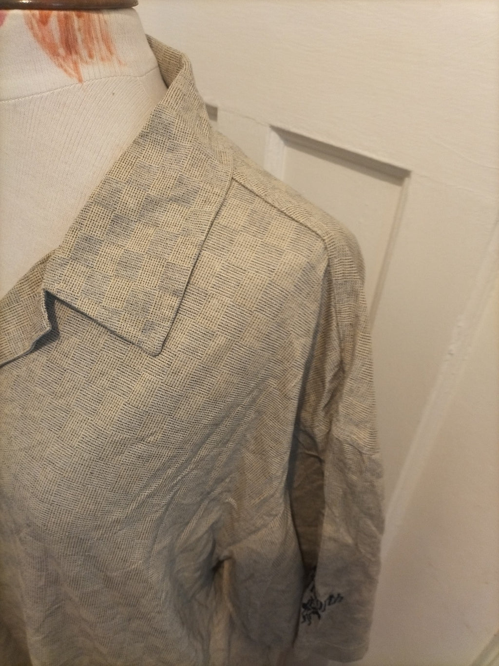 Mens Ashworth Size XL Beige Patterned Check Short Sleeved Shirt