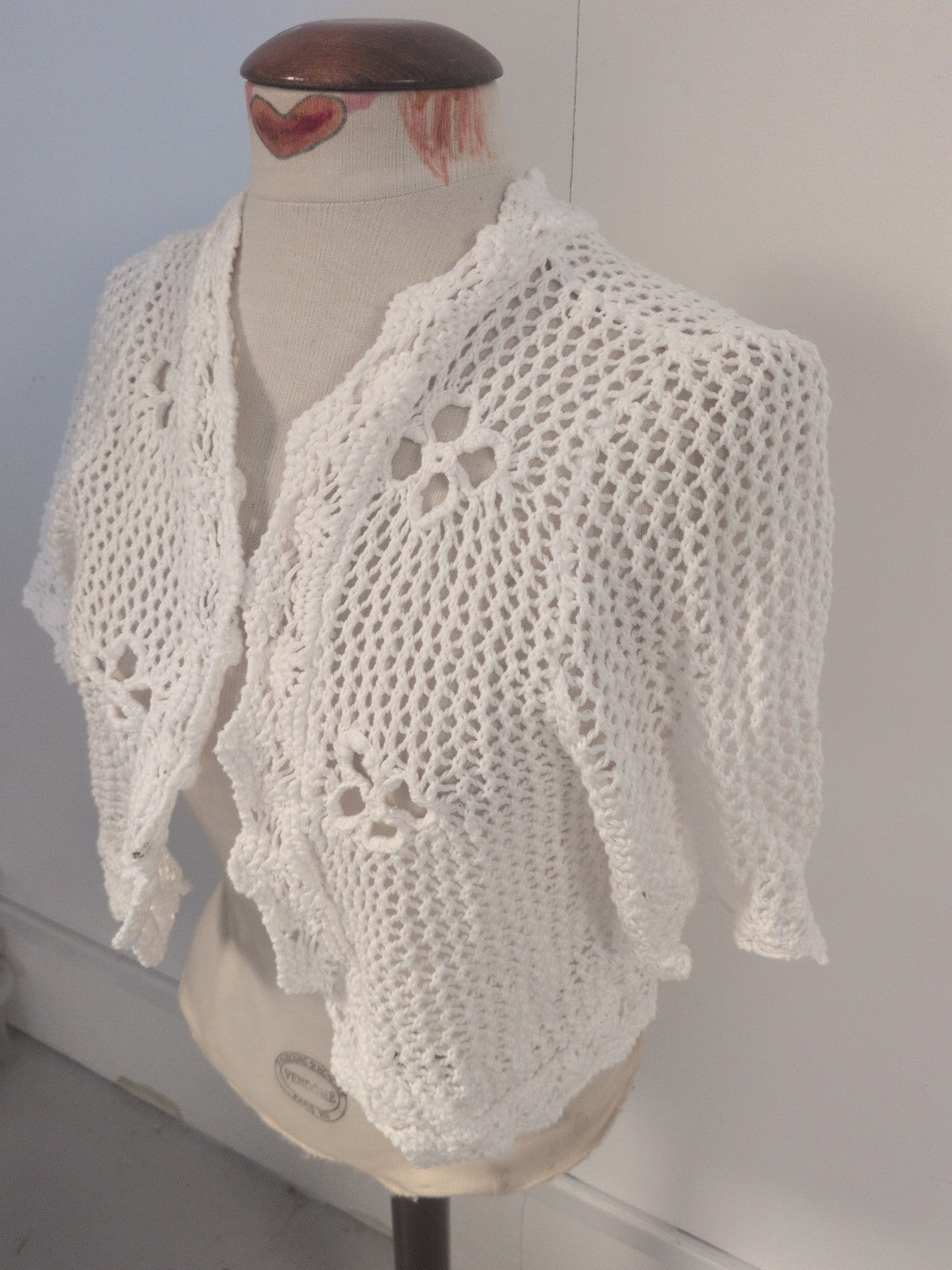 Damart Small White Knit Open Blouse