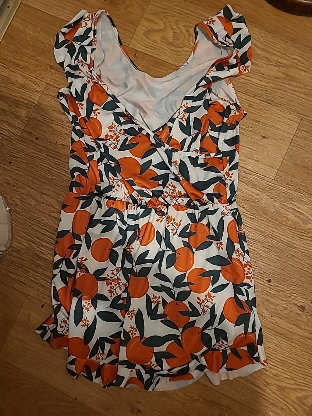 Ladies Size Medium Orange Sleeveless V Neck Playsuit