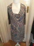 Ladies Marks And Spencer Portfolio Size 14 Grey Aztec Half Sleeved Dress