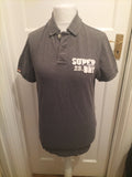 Mens Superdry Size L Grey Short Sleeved Polo With Brand Logo On Front